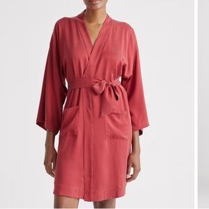 Quince Washable Silk Wrap Robe in Rosewood